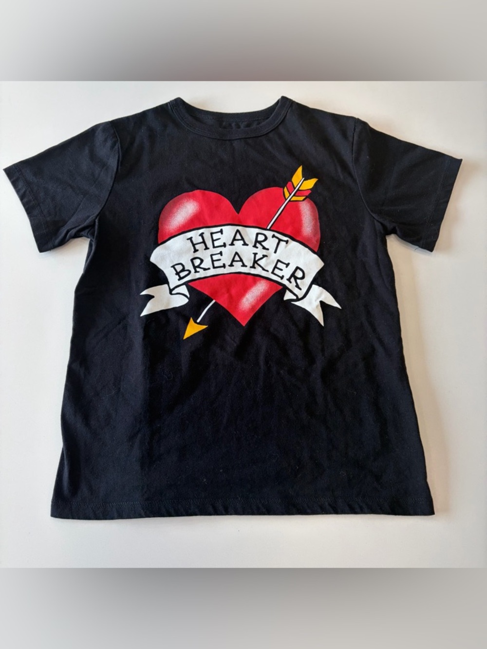 Place Black Tee with Red Heart "Heart Breaker" Graphic